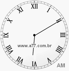 Relógio com Número Romano Marcando 6h10min