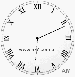 Relógio com Número Romano Marcando 6h11min