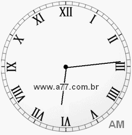 Relógio com Número Romano Marcando 6h14min