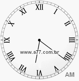 Relógio com Número Romano Marcando 6h21min