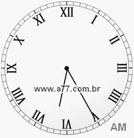 Relógio com Número Romano Marcando 6h25min