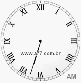 Relógio com Número Romano Marcando 6h33min