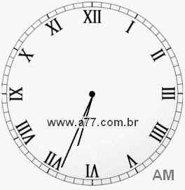 Relógio com Número Romano Marcando 6h34min