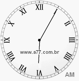 Relógio com Número Romano Marcando 6h5min