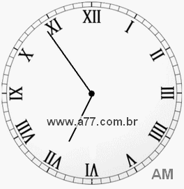 Relógio com Número Romano Marcando 6h54min