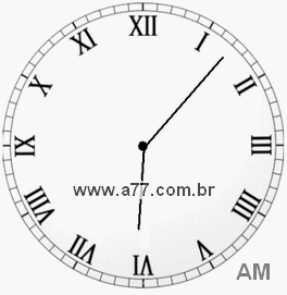 Relógio com Número Romano Marcando 6h7min