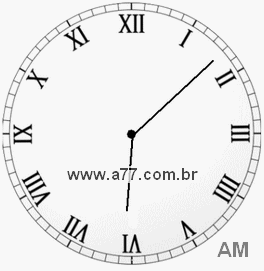 Relógio com Número Romano Marcando 6h8min