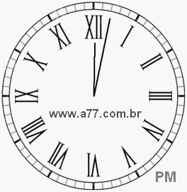 Relógio com Número Romano Marcando 12h2min