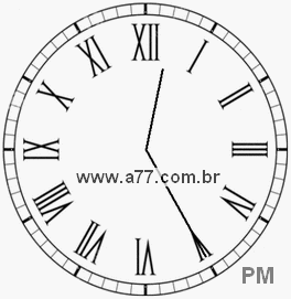 Relógio com Número Romano Marcando 12h25min