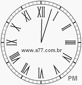 Relógio com Número Romano Marcando 12h3min