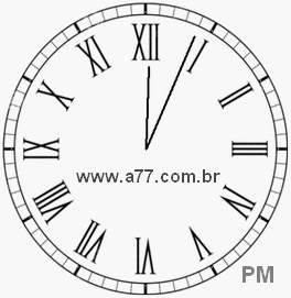 Relógio com Número Romano Marcando 12h4min