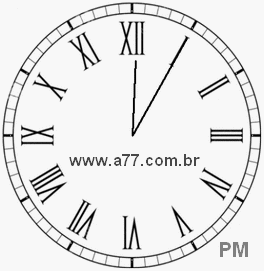Relógio com Número Romano Marcando 12h5min