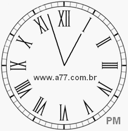 Relógio com Número Romano Marcando 12h57min
