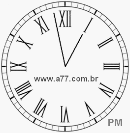 Relógio com Número Romano Marcando 12h58min