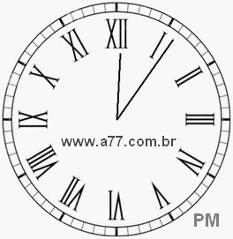 Relógio com Número Romano Marcando 12h6min