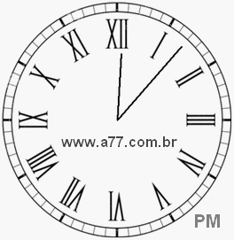 Relógio com Número Romano Marcando 12h7min