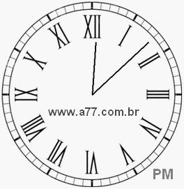 Relógio com Número Romano Marcando 12h8min
