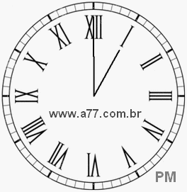 Relógio com Número Romano Marcando 13h0min
