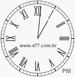 Relógio com Número Romano Marcando 13h1min