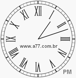 Relógio com Número Romano Marcando 13h12min
