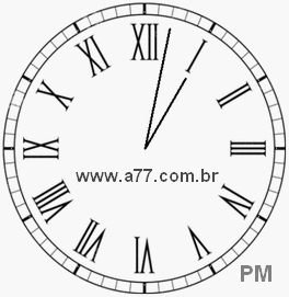Relógio com Número Romano Marcando 13h2min