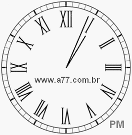 Relógio com Número Romano Marcando 13h4min