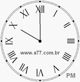 Relógio com Número Romano Marcando 22h0min