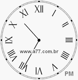 Relógio com Número Romano Marcando 22h35min