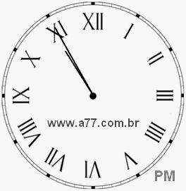 Relógio com Número Romano Marcando 22h55min