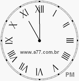 Relógio com Número Romano Marcando 23h0min