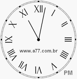 Relógio com Número Romano Marcando 23h2min