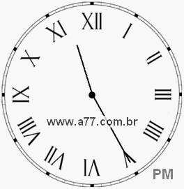 Relógio com Número Romano Marcando 23h25min