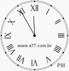 Relógio com Número Romano Marcando 23h55min