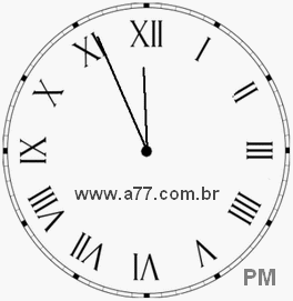 Relógio com Número Romano Marcando 23h56min