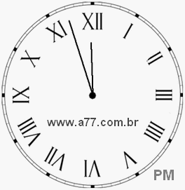 Relógio com Número Romano Marcando 23h57min