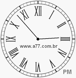 Relógio com Número Romano Marcando 14h53min