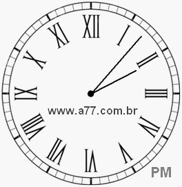 Relógio com Número Romano Marcando 14h7min