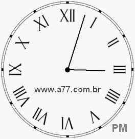 Relógio com Número Romano Marcando 15h3min