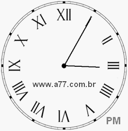 Relógio com Número Romano Marcando 15h5min