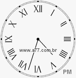 Relógio com Número Romano Marcando 16h33min