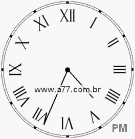 Relógio com Número Romano Marcando 16h34min