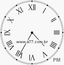 Relógio com Número Romano Marcando 16h35min