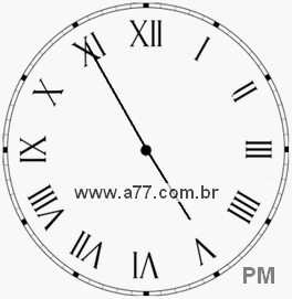 Relógio com Número Romano Marcando 16h55min