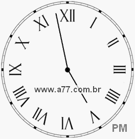 Relógio com Número Romano Marcando 16h58min