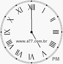 Relógio com Número Romano Marcando 17h0min