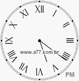 Relógio com Número Romano Marcando 17h21min
