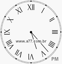 Relógio com Número Romano Marcando 17h23min