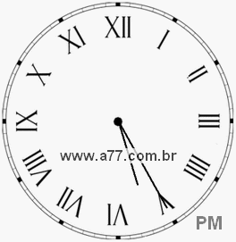 Relógio com Número Romano Marcando 17h25min