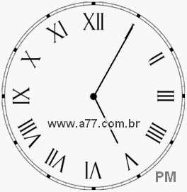 Relógio com Número Romano Marcando 17h5min