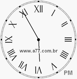 Relógio com Número Romano Marcando 17h55min